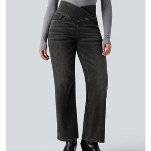 Halara Flex™ Tummy Control Crossover High Waisted Straight Leg Jeans. ✨